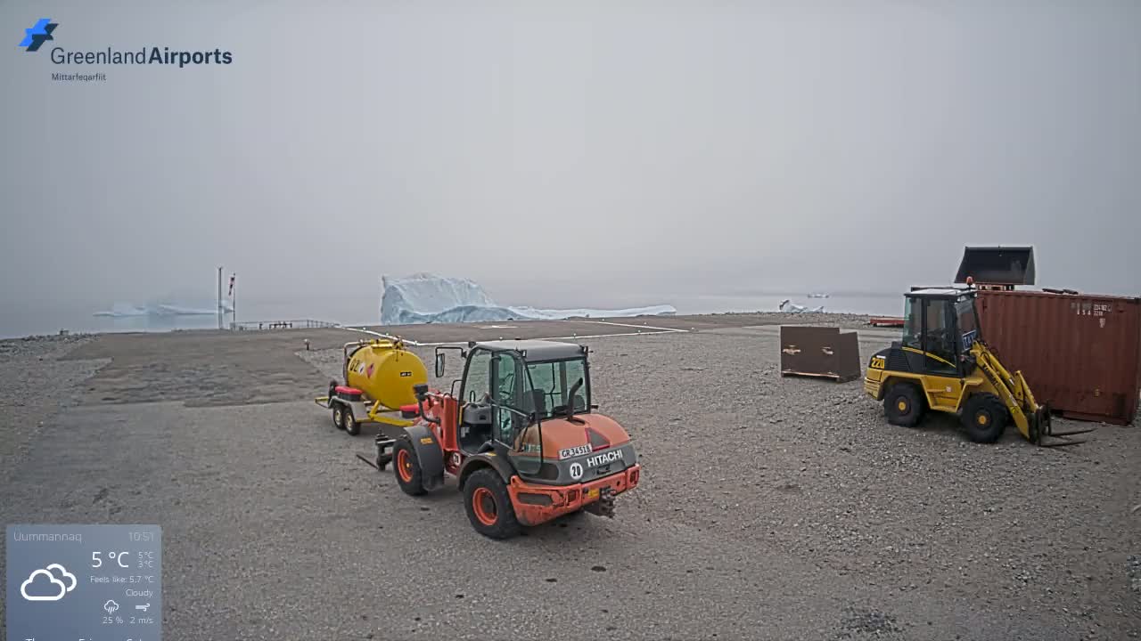 Uummannaq Heliport & Uummannaq Fjord / Storoen-Ikerasak Island Live Cam - Uummannaq, Avannaata, Greenland, Denmark