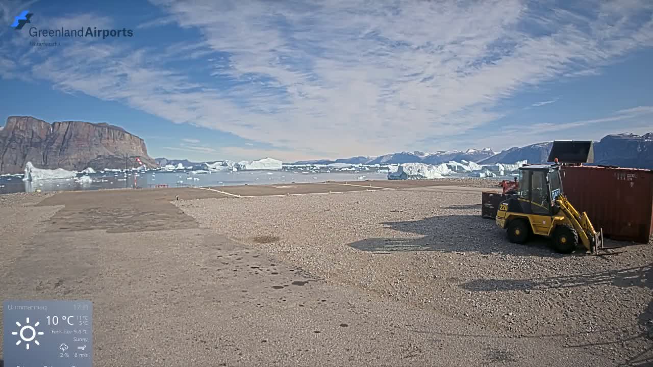Uummannaq Heliport & Uummannaq Fjord / Storoen-Ikerasak Island Live Cam - Uummannaq, Avannaata, Greenland, Denmark