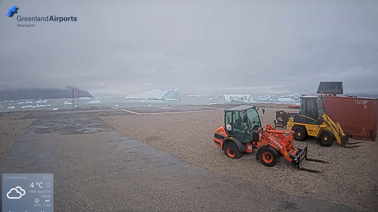 Uummannaq Heliport & Uummannaq Fjord / Storoen-Ikerasak Island Live Cam - Uummannaq, Avannaata, Greenland, Denmark