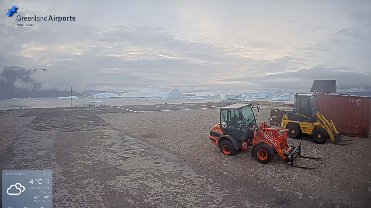 Uummannaq Heliport & Uummannaq Fjord / Storoen-Ikerasak Island Live Cam - Uummannaq, Avannaata, Greenland, Denmark