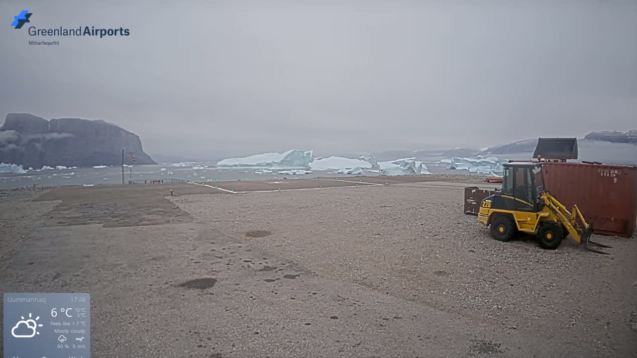 Uummannaq Heliport & Uummannaq Fjord / Storoen-Ikerasak Island Live Cam - Uummannaq, Avannaata, Greenland, Denmark