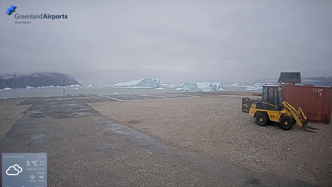 Uummannaq Heliport & Uummannaq Fjord / Storoen-Ikerasak Island Live Cam - Uummannaq, Avannaata, Greenland, Denmark