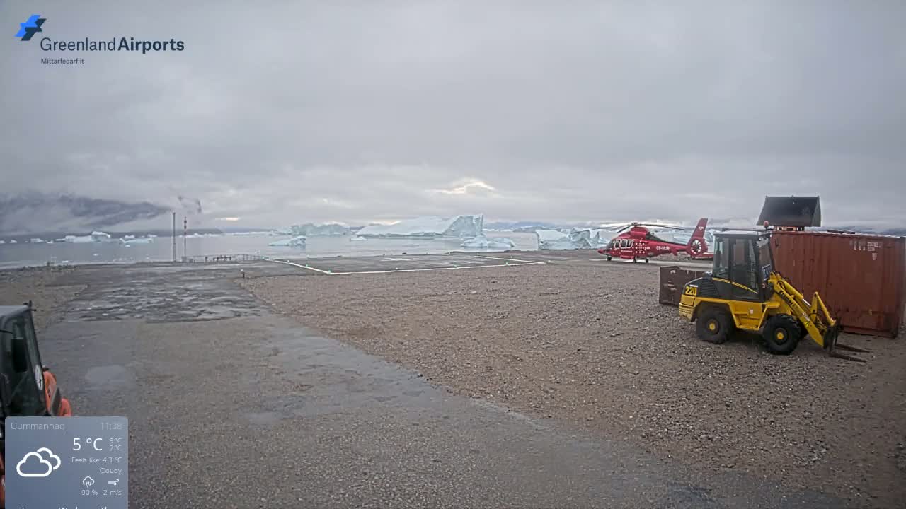 Uummannaq Heliport & Uummannaq Fjord / Storoen-Ikerasak Island Live Cam - Uummannaq, Avannaata, Greenland, Denmark