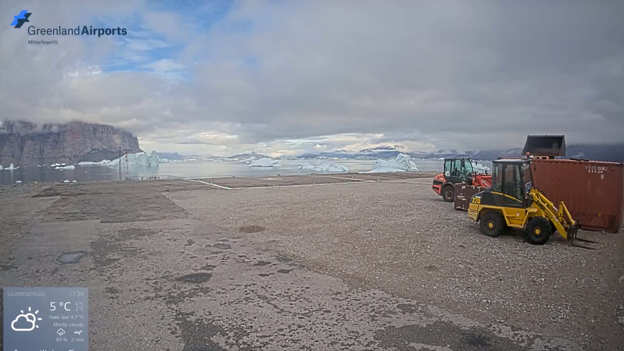 Uummannaq Heliport & Uummannaq Fjord / Storoen-Ikerasak Island Live Cam - Uummannaq, Avannaata, Greenland, Denmark