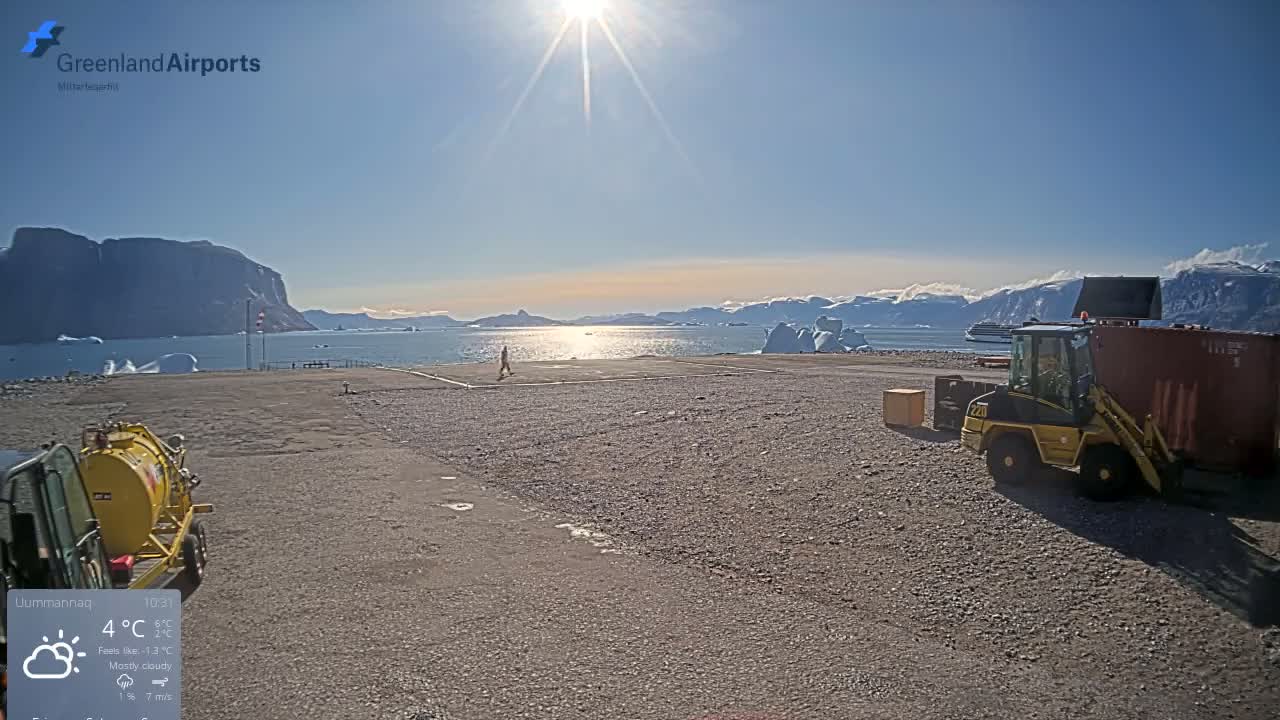Uummannaq Heliport & Uummannaq Fjord / Storoen-Ikerasak Island Live Cam - Uummannaq, Avannaata, Greenland, Denmark