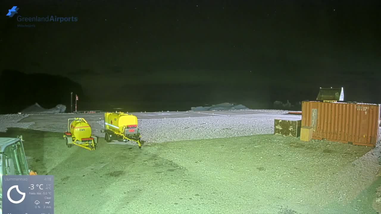 Uummannaq Heliport & Uummannaq Fjord / Storoen-Ikerasak Island Live Cam - Uummannaq, Avannaata, Greenland, Denmark