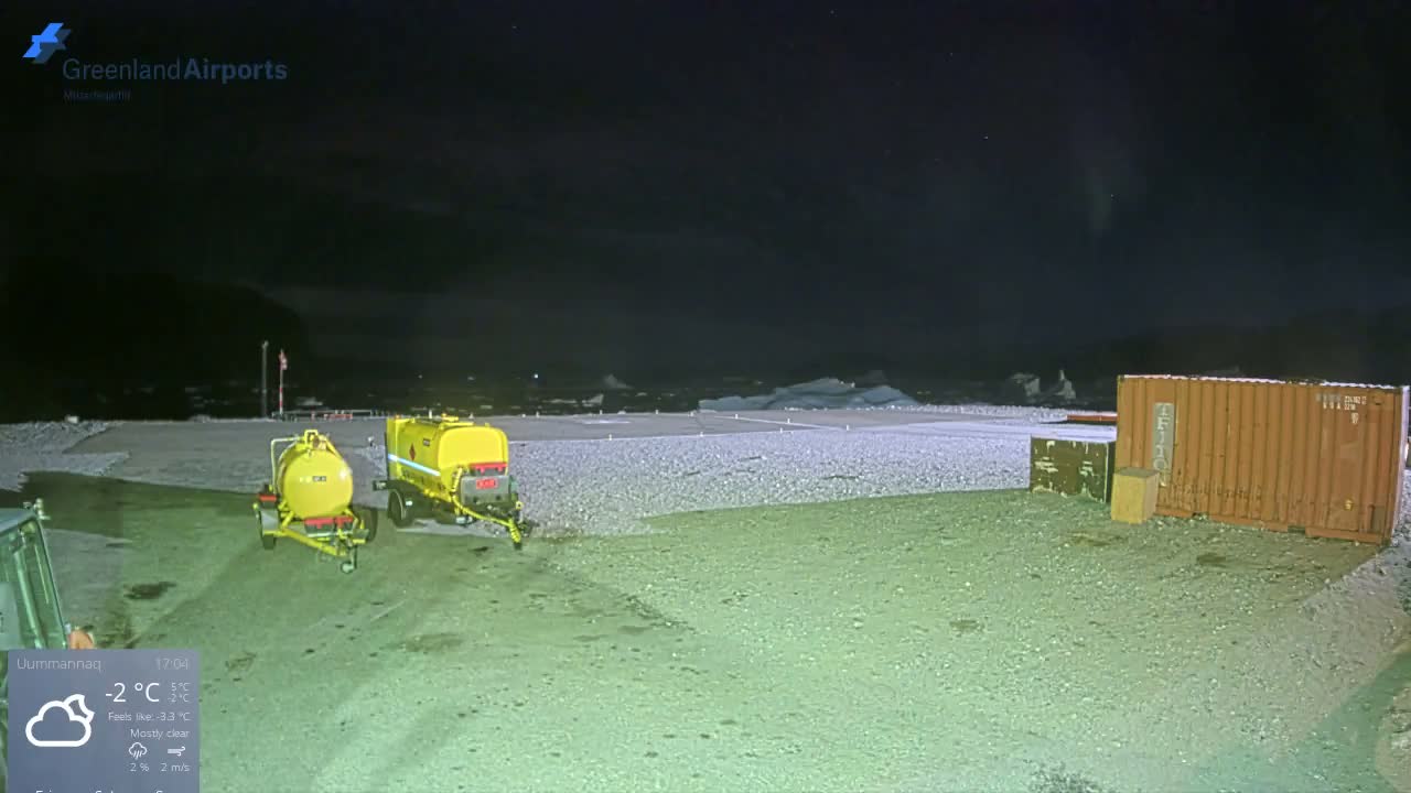 Uummannaq Heliport & Uummannaq Fjord / Storoen-Ikerasak Island Live Cam - Uummannaq, Avannaata, Greenland, Denmark