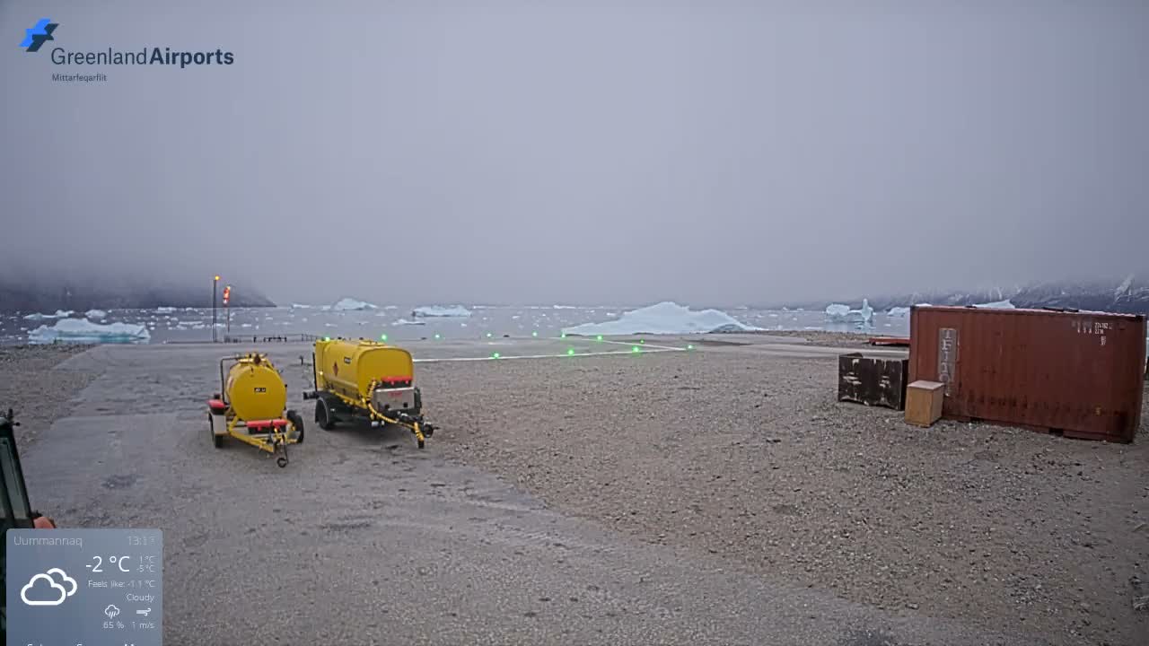Uummannaq Heliport & Uummannaq Fjord / Storoen-Ikerasak Island Live Cam - Uummannaq, Avannaata, Greenland, Denmark