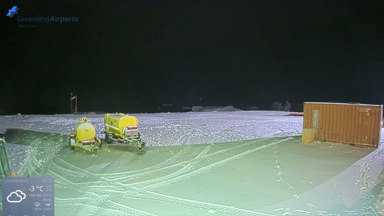 Uummannaq Heliport & Uummannaq Fjord / Storoen-Ikerasak Island Live Cam - Uummannaq, Avannaata, Greenland, Denmark