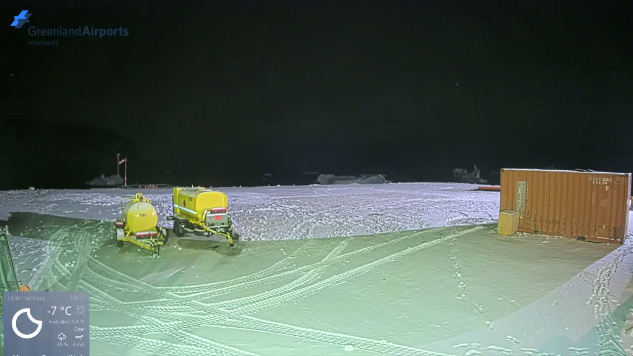 Uummannaq Heliport & Uummannaq Fjord / Storoen-Ikerasak Island Live Cam - Uummannaq, Avannaata, Greenland, Denmark