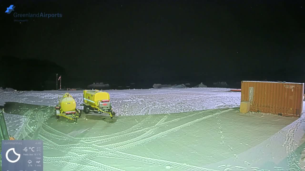 Uummannaq Heliport & Uummannaq Fjord / Storoen-Ikerasak Island Live Cam - Uummannaq, Avannaata, Greenland, Denmark