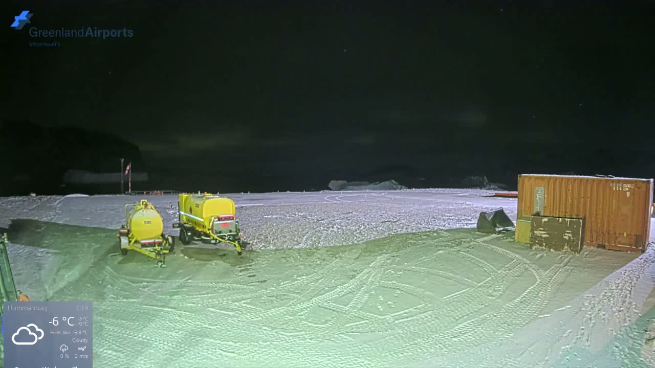 Uummannaq Heliport & Uummannaq Fjord / Storoen-Ikerasak Island Live Cam - Uummannaq, Avannaata, Greenland, Denmark