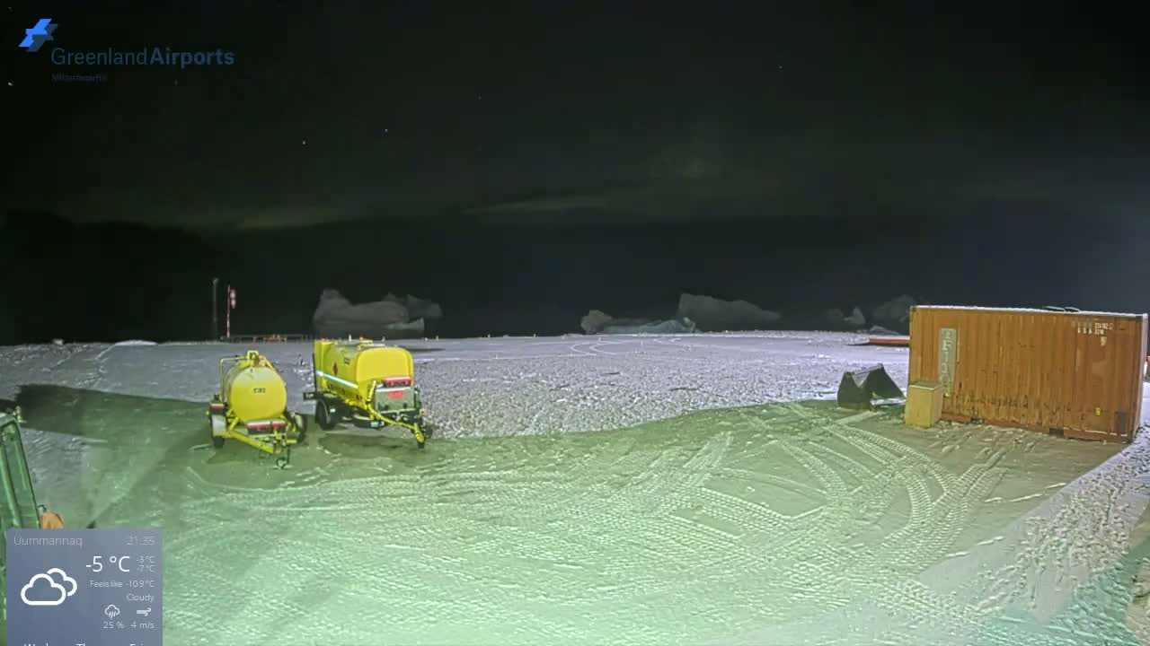 Uummannaq Heliport & Uummannaq Fjord / Storoen-Ikerasak Island Live Cam - Uummannaq, Avannaata, Greenland, Denmark