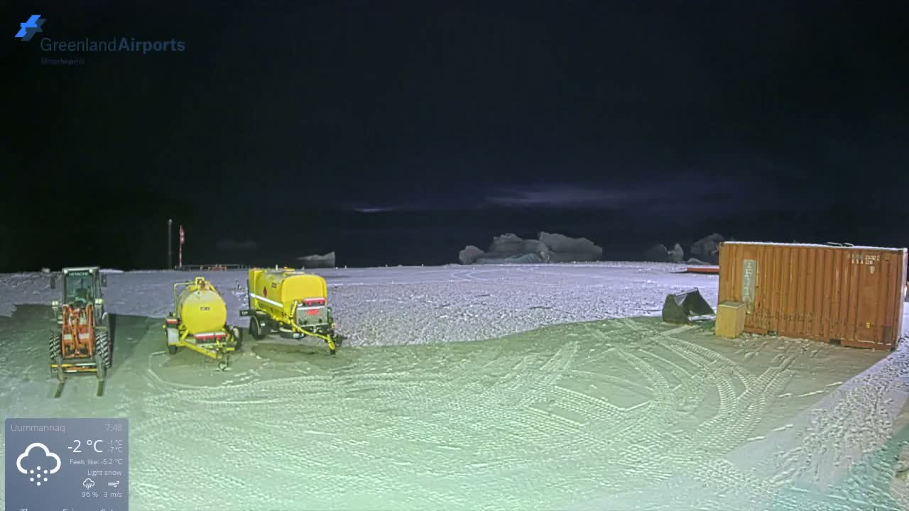 Uummannaq Heliport & Uummannaq Fjord / Storoen-Ikerasak Island Live Cam - Uummannaq, Avannaata, Greenland, Denmark
