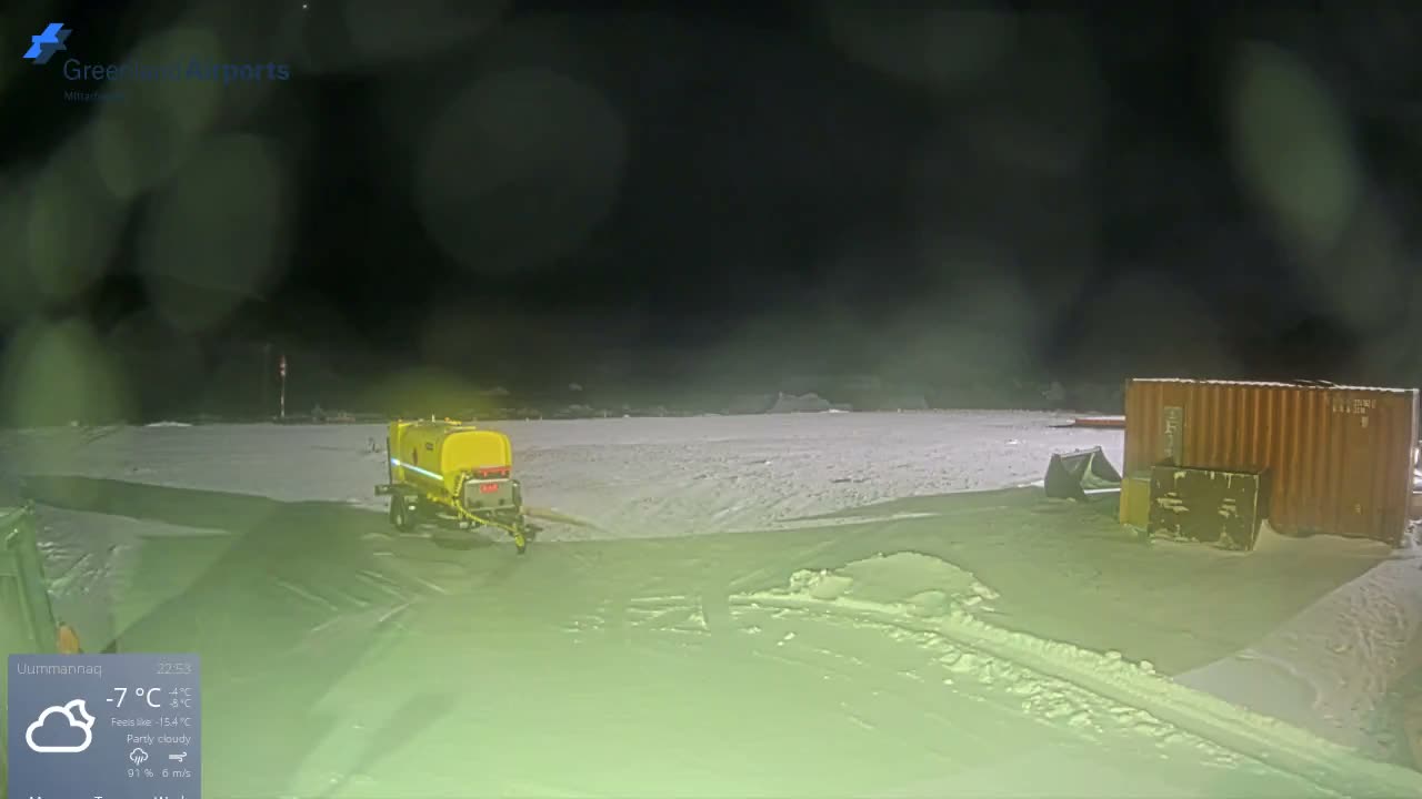 Uummannaq Heliport & Uummannaq Fjord / Storoen-Ikerasak Island Live Cam - Uummannaq, Avannaata, Greenland, Denmark