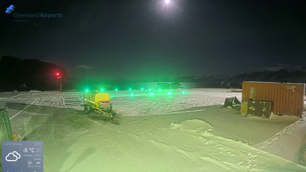 Uummannaq Heliport & Uummannaq Fjord / Storoen-Ikerasak Island Live Cam - Uummannaq, Avannaata, Greenland, Denmark