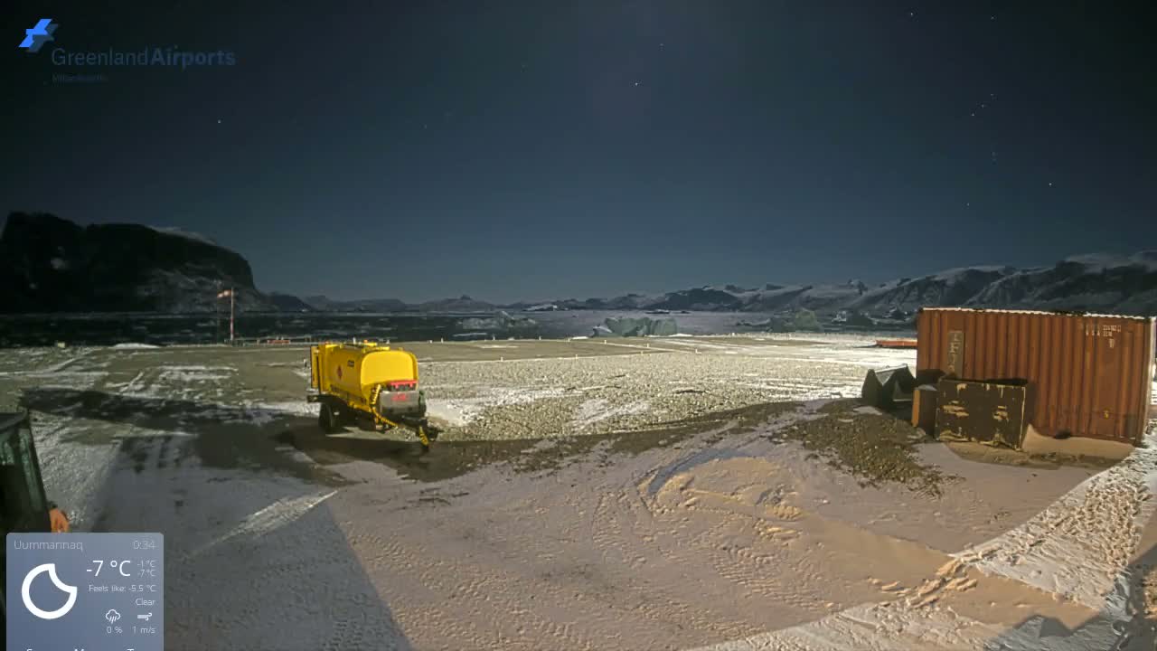 Uummannaq Heliport & Uummannaq Fjord / Storoen-Ikerasak Island Live Cam - Uummannaq, Avannaata, Greenland, Denmark