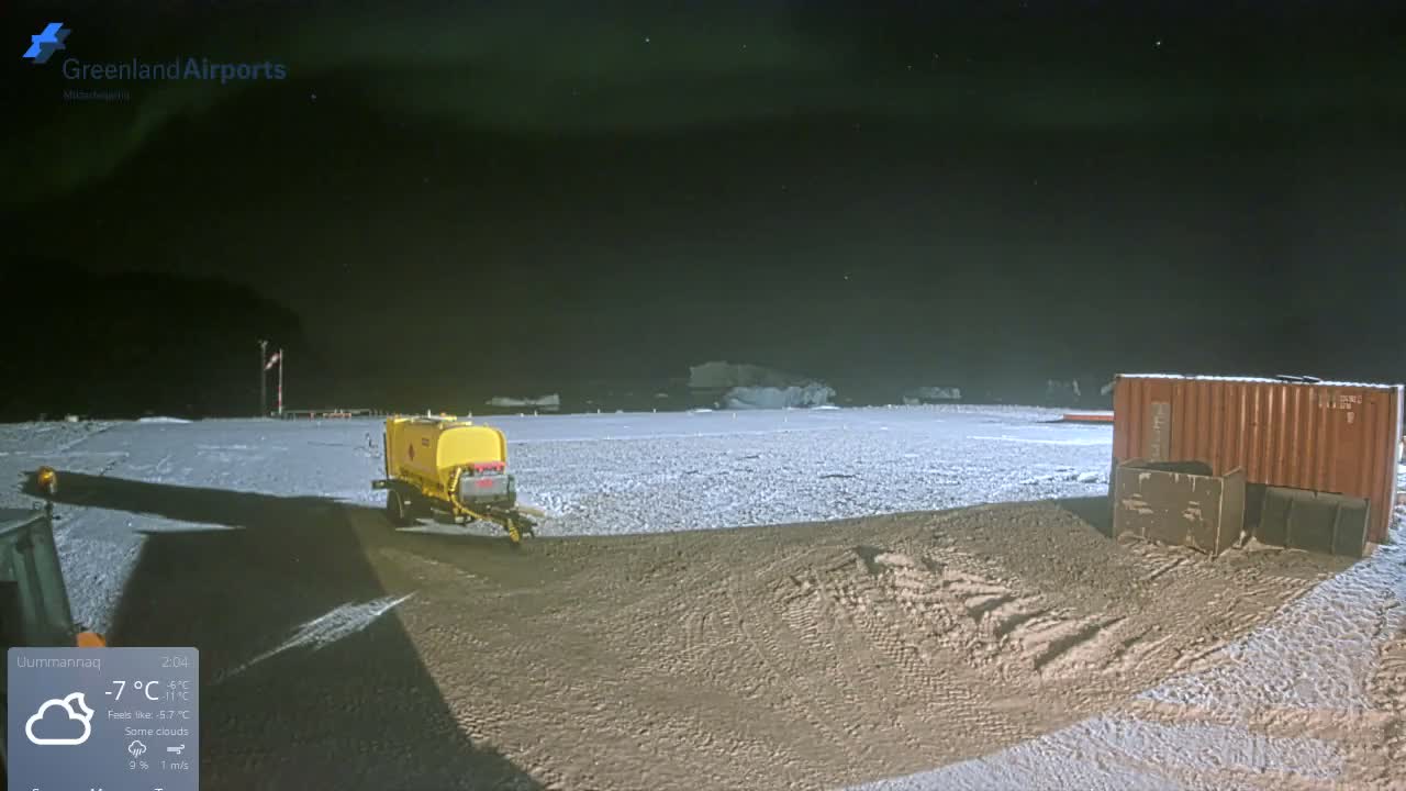 Uummannaq Heliport & Uummannaq Fjord / Storoen-Ikerasak Island Live Cam - Uummannaq, Avannaata, Greenland, Denmark