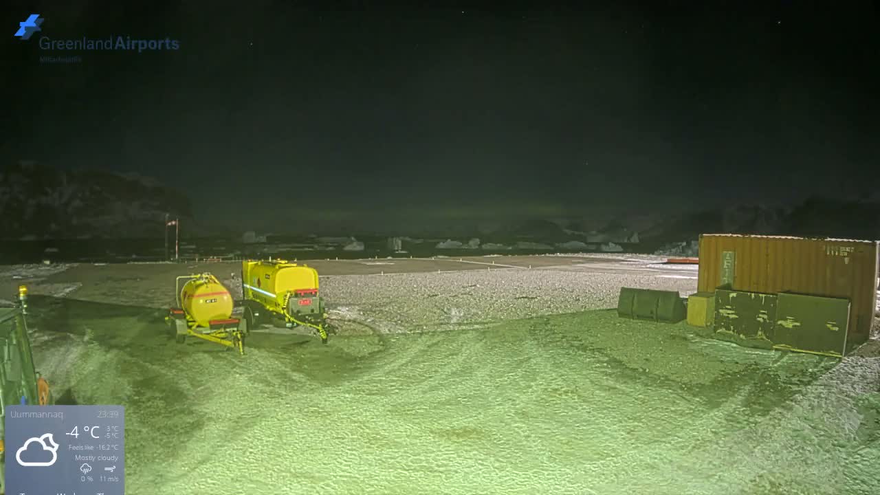 Uummannaq Heliport & Uummannaq Fjord / Storoen-Ikerasak Island Live Cam - Uummannaq, Avannaata, Greenland, Denmark