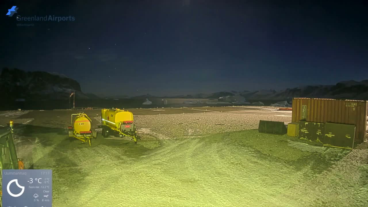 Uummannaq Heliport & Uummannaq Fjord / Storoen-Ikerasak Island Live Cam - Uummannaq, Avannaata, Greenland, Denmark