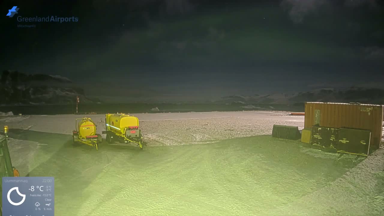 Uummannaq Heliport & Uummannaq Fjord / Storoen-Ikerasak Island Live Cam - Uummannaq, Avannaata, Greenland, Denmark