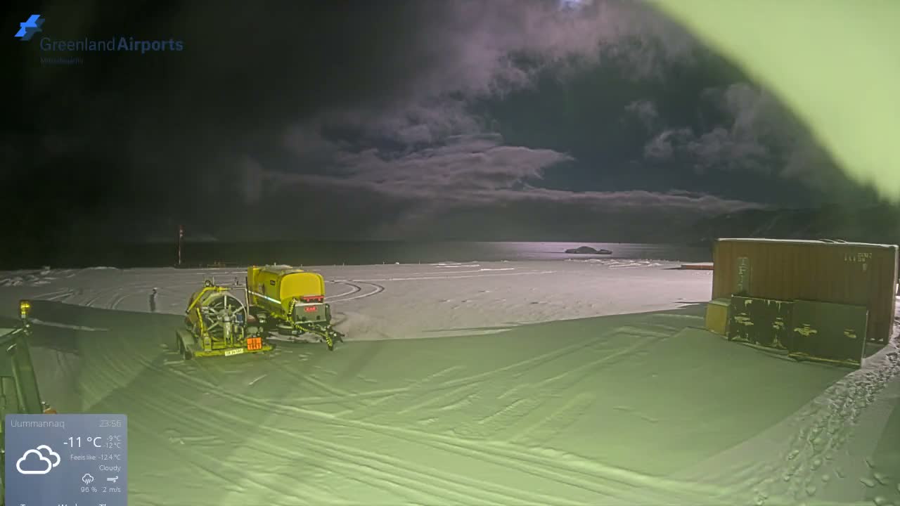 Uummannaq Heliport & Uummannaq Fjord / Storoen-Ikerasak Island Live Cam - Uummannaq, Avannaata, Greenland, Denmark
