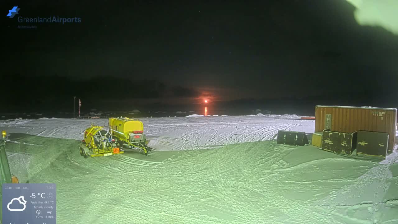 Uummannaq Heliport & Uummannaq Fjord / Storoen-Ikerasak Island Live Cam - Uummannaq, Avannaata, Greenland, Denmark