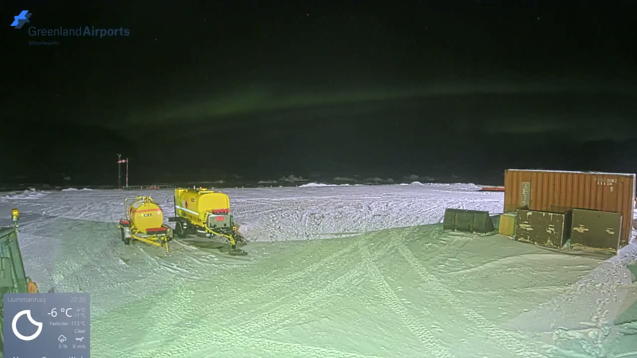 Uummannaq Heliport & Uummannaq Fjord / Storoen-Ikerasak Island Live Cam - Uummannaq, Avannaata, Greenland, Denmark