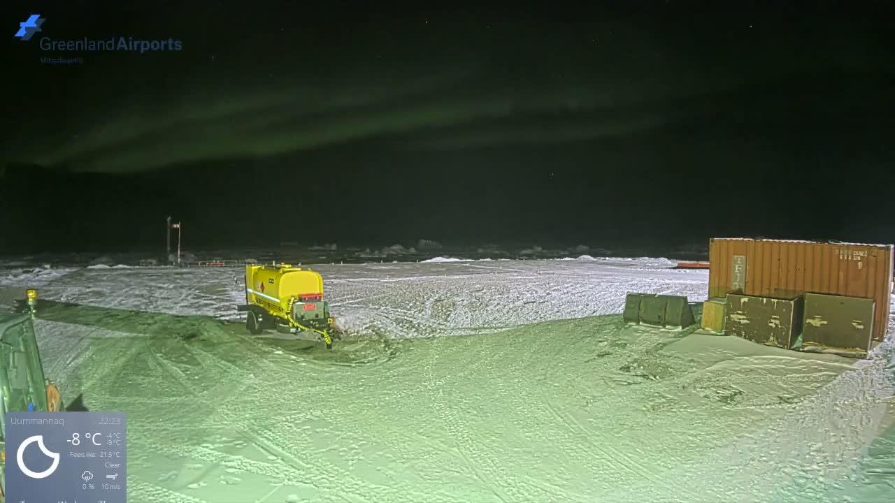 Uummannaq Heliport & Uummannaq Fjord / Storoen-Ikerasak Island Live Cam - Uummannaq, Avannaata, Greenland, Denmark