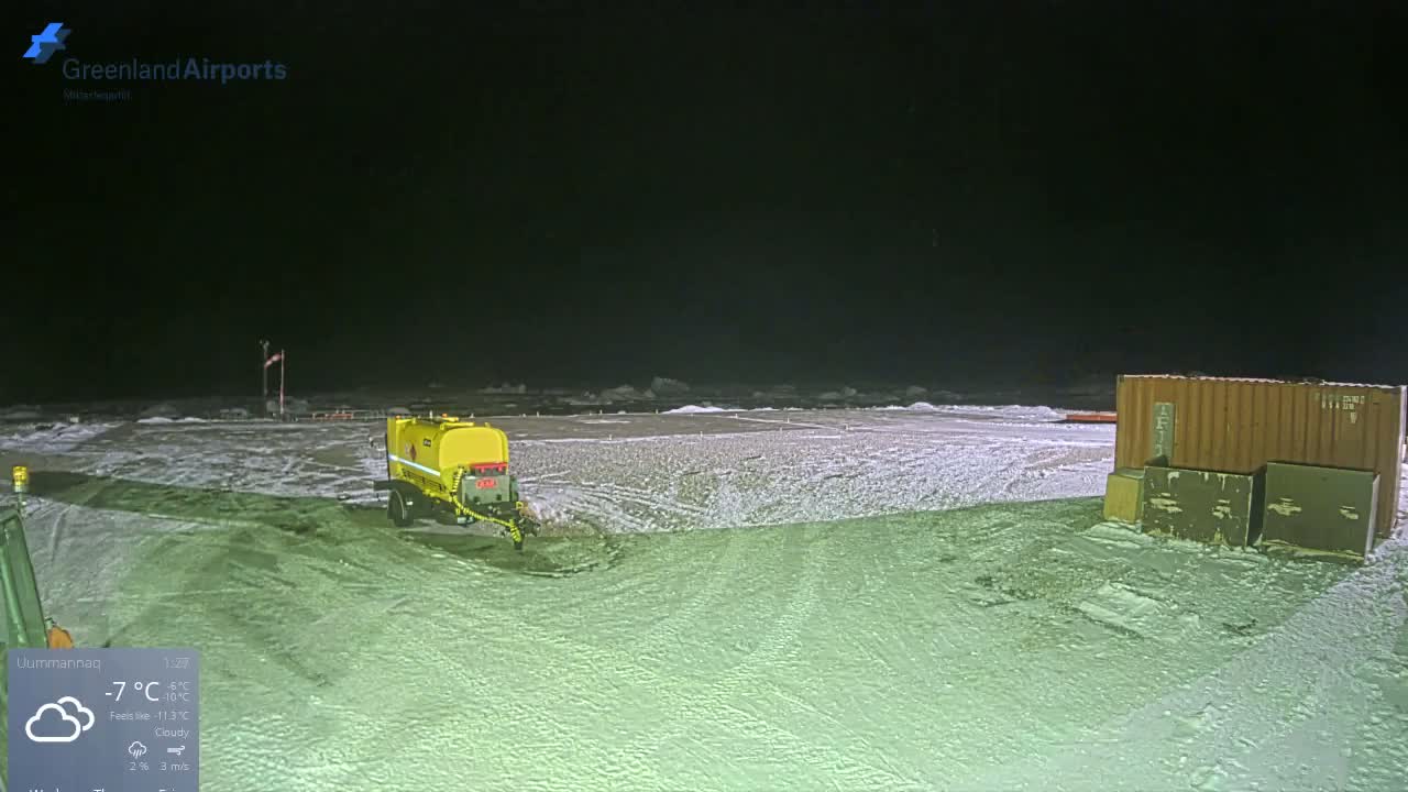 Uummannaq Heliport & Uummannaq Fjord / Storoen-Ikerasak Island Live Cam - Uummannaq, Avannaata, Greenland, Denmark