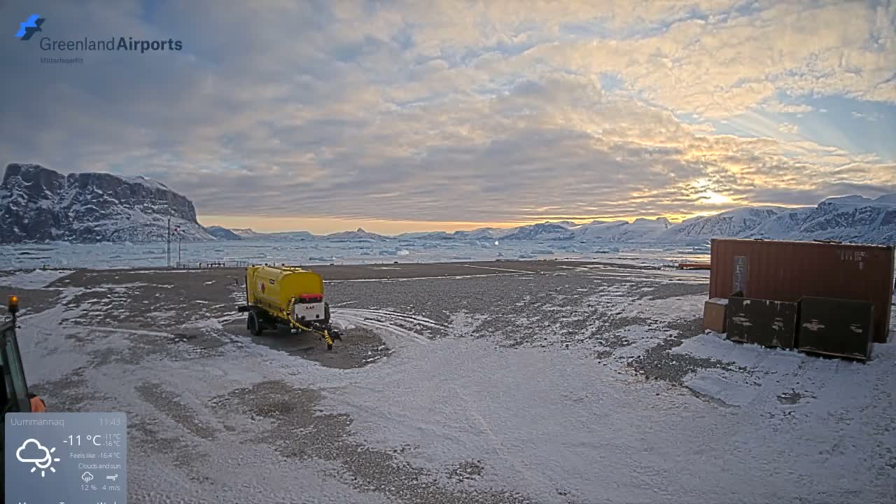 Uummannaq Heliport & Uummannaq Fjord / Storoen-Ikerasak Island Live Cam - Uummannaq, Avannaata, Greenland, Denmark