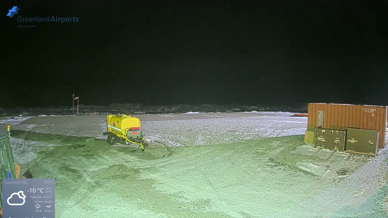 Uummannaq Heliport & Uummannaq Fjord / Storoen-Ikerasak Island Live Cam - Uummannaq, Avannaata, Greenland, Denmark