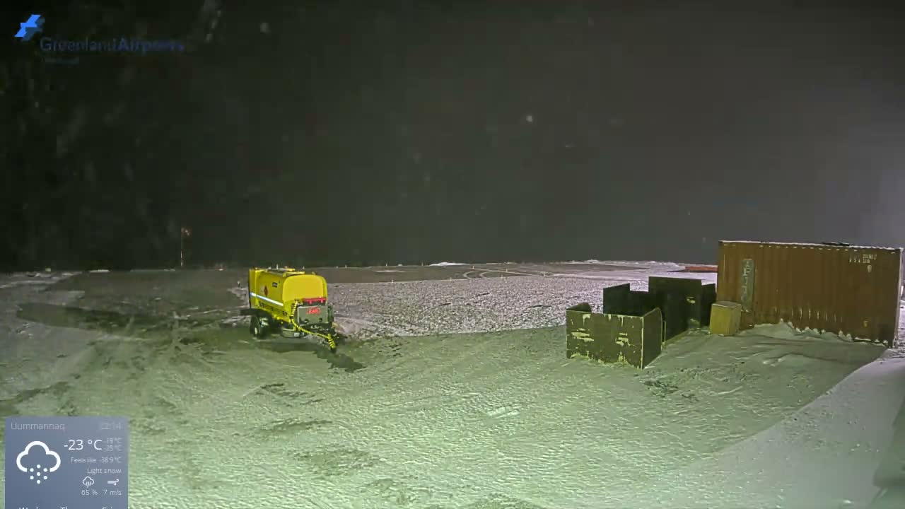 Uummannaq Heliport & Uummannaq Fjord / Storoen-Ikerasak Island Live Cam - Uummannaq, Avannaata, Greenland, Denmark