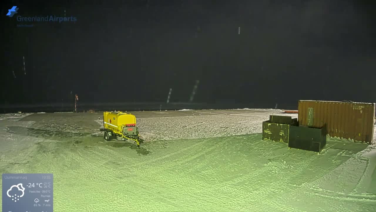 Uummannaq Heliport & Uummannaq Fjord / Storoen-Ikerasak Island Live Cam - Uummannaq, Avannaata, Greenland, Denmark