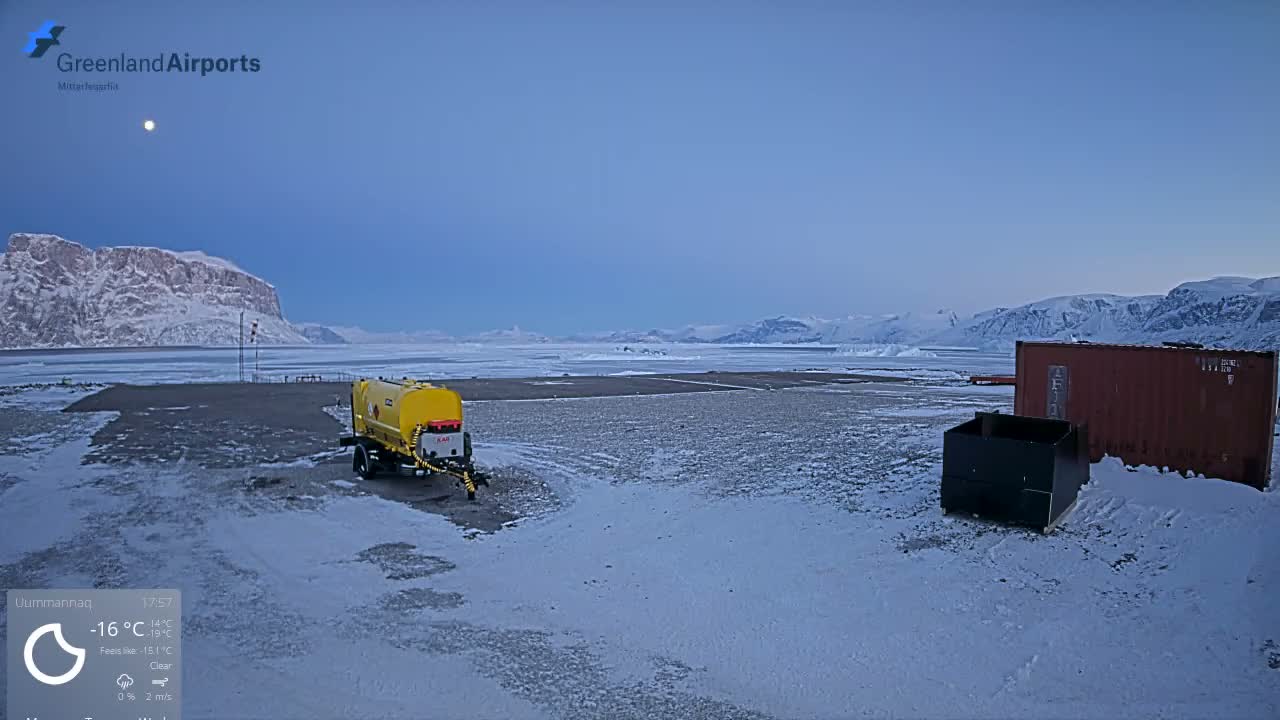 Uummannaq Heliport & Uummannaq Fjord / Storoen-Ikerasak Island Live Cam - Uummannaq, Avannaata, Greenland, Denmark