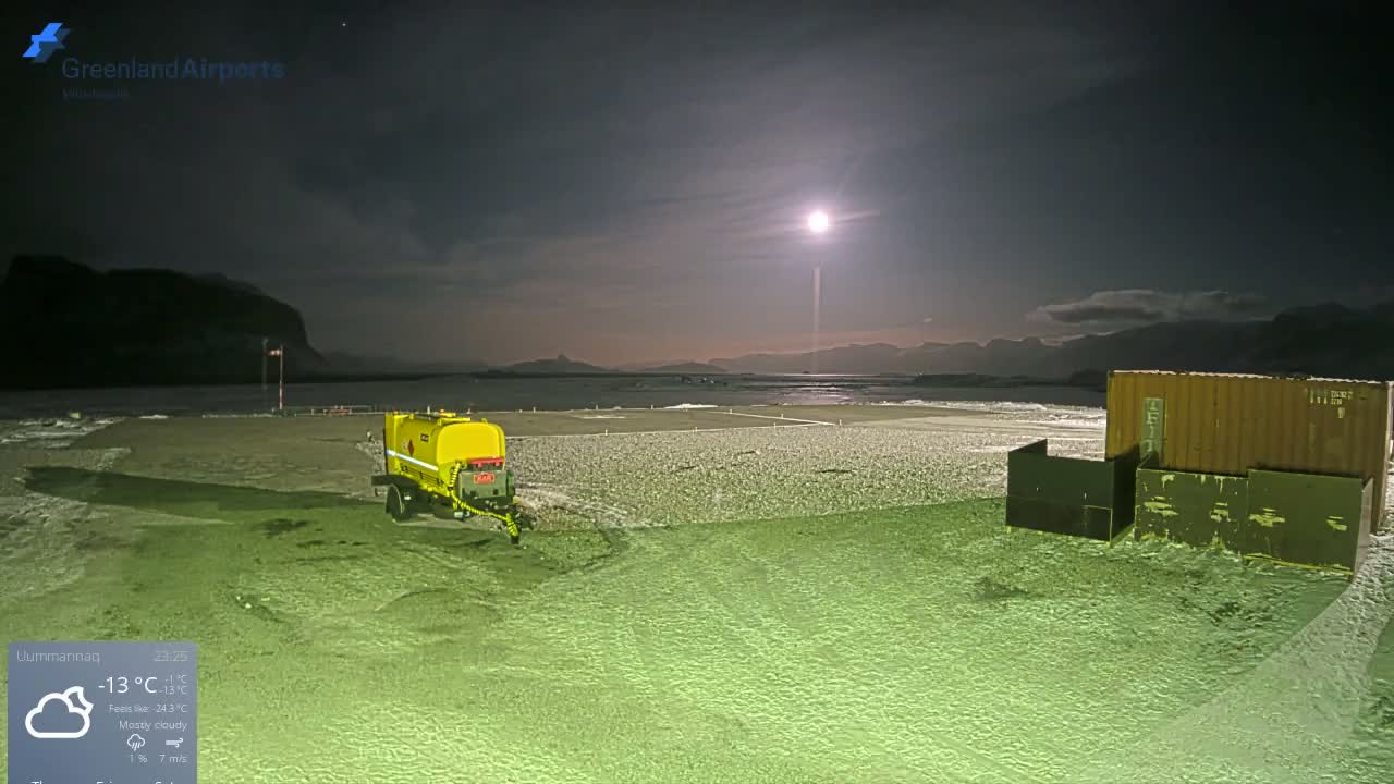 Uummannaq Heliport & Uummannaq Fjord / Storoen-Ikerasak Island Live Cam - Uummannaq, Avannaata, Greenland, Denmark