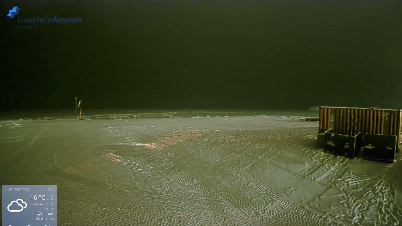 Uummannaq Heliport & Uummannaq Fjord / Storoen-Ikerasak Island Live Cam - Uummannaq, Avannaata, Greenland, Denmark