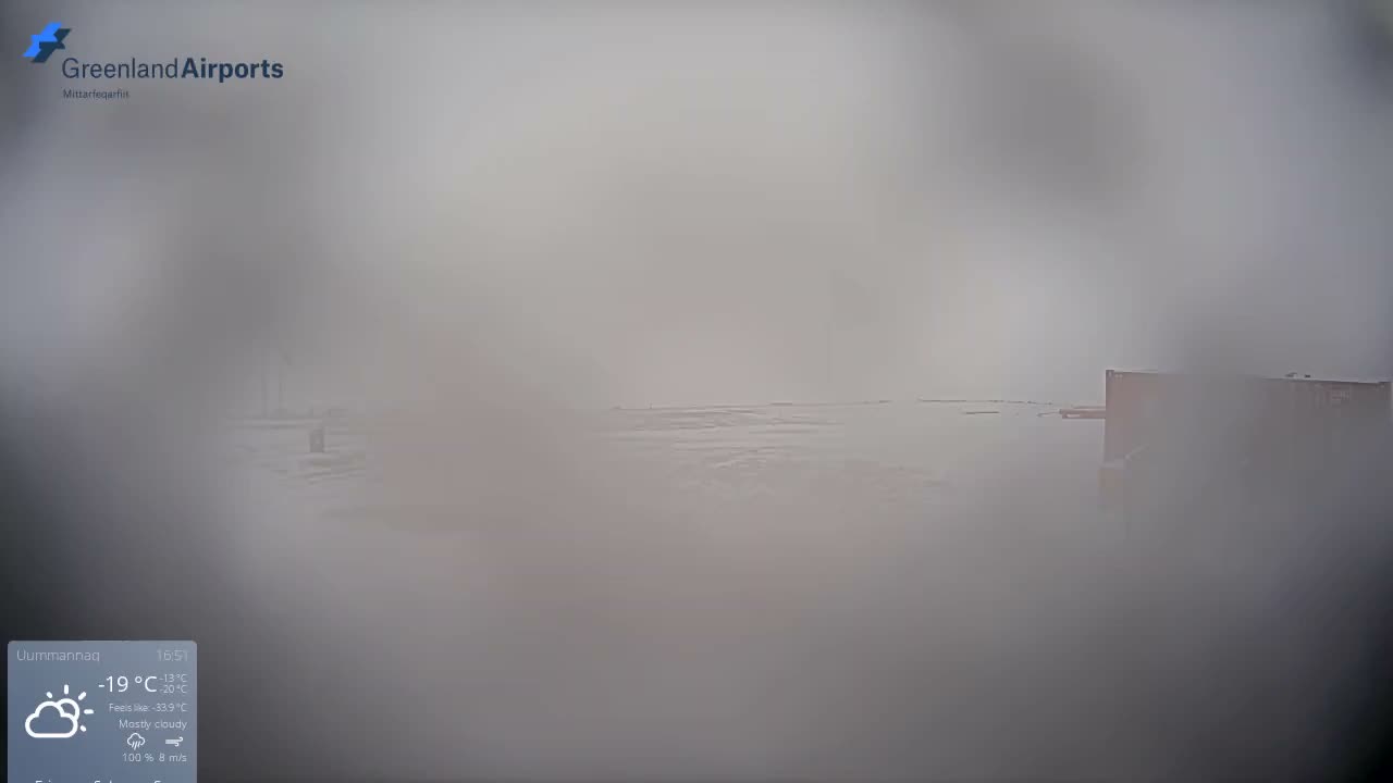 Uummannaq Heliport & Uummannaq Fjord / Storoen-Ikerasak Island Live Cam - Uummannaq, Avannaata, Greenland, Denmark