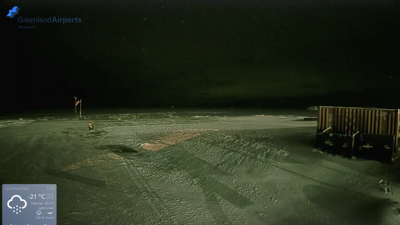 Uummannaq Heliport & Uummannaq Fjord / Storoen-Ikerasak Island Live Cam - Uummannaq, Avannaata, Greenland, Denmark
