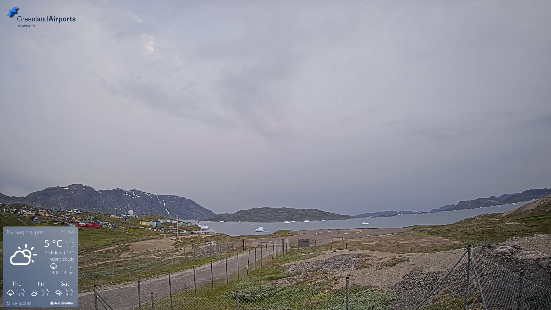 Narsaq Village & Heliport Live Cam - Narsaq, Kujalleq, Greenland, Denmark