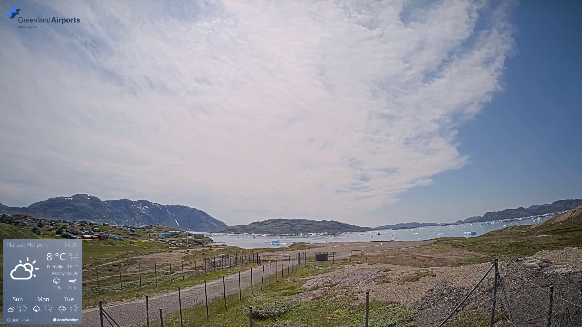 Narsaq Village & Heliport Live Cam - Narsaq, Kujalleq, Greenland, Denmark