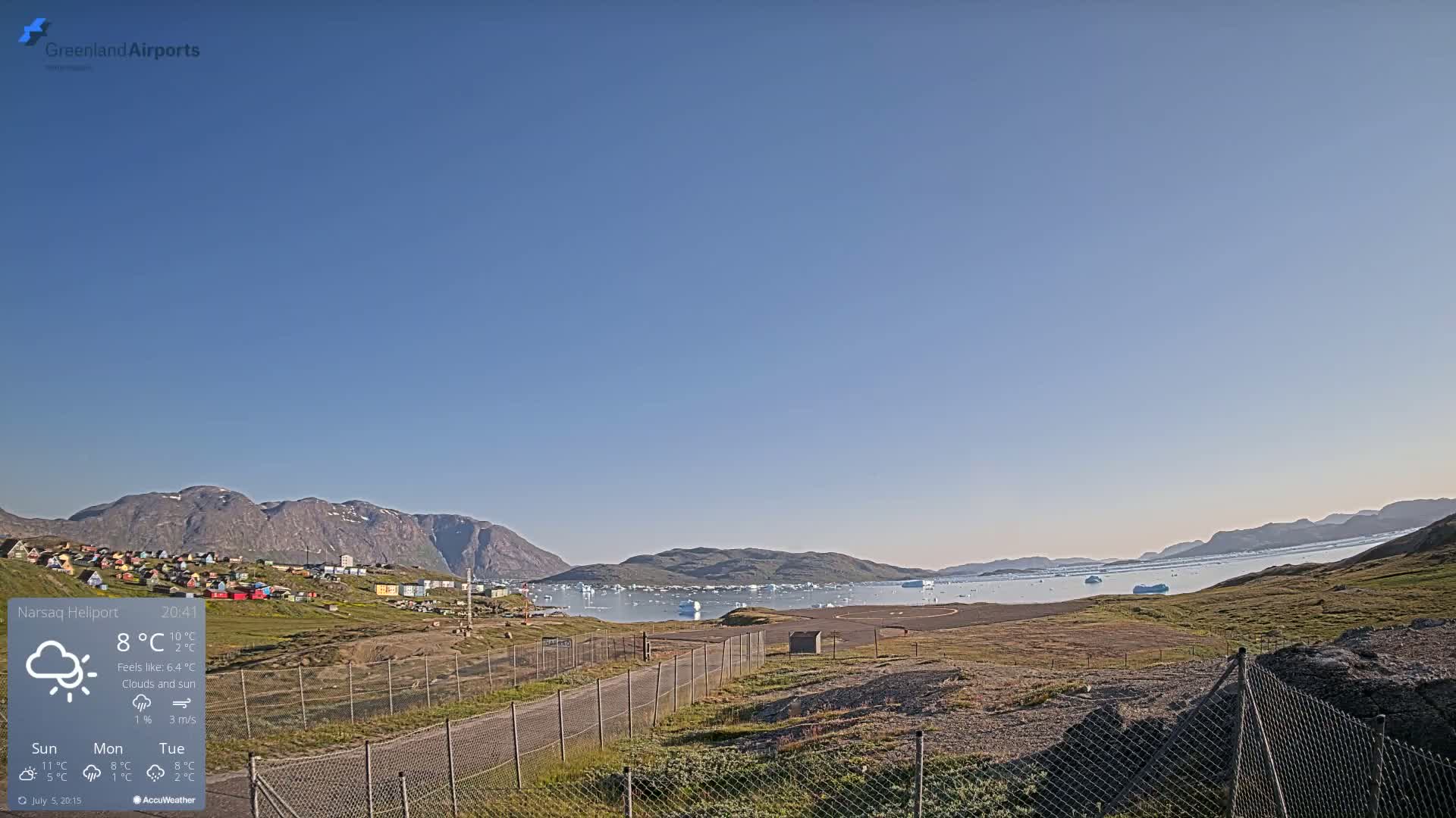 Narsaq Village & Heliport Live Cam - Narsaq, Kujalleq, Greenland, Denmark