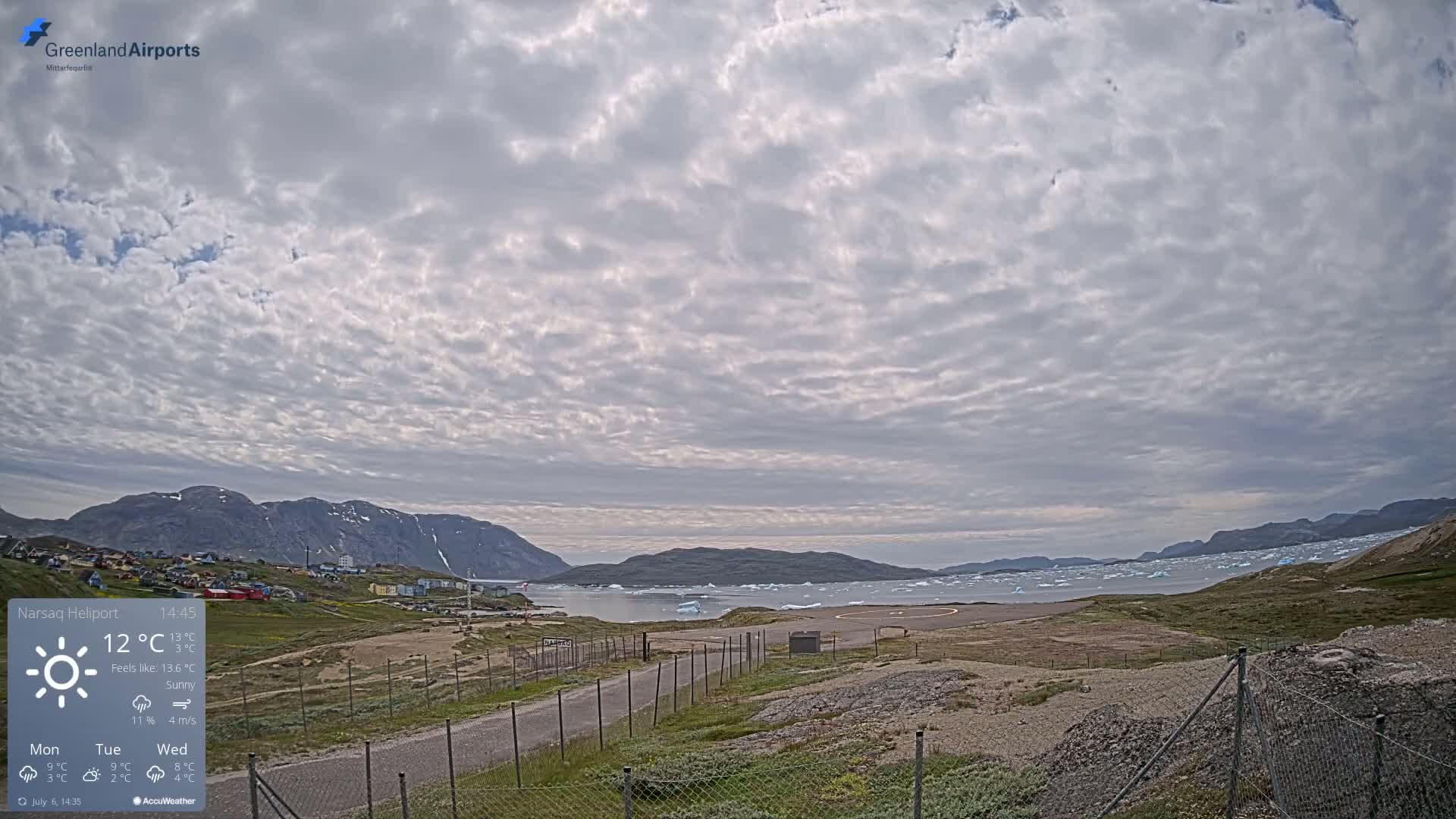 Narsaq Village & Heliport Live Cam - Narsaq, Kujalleq, Greenland, Denmark