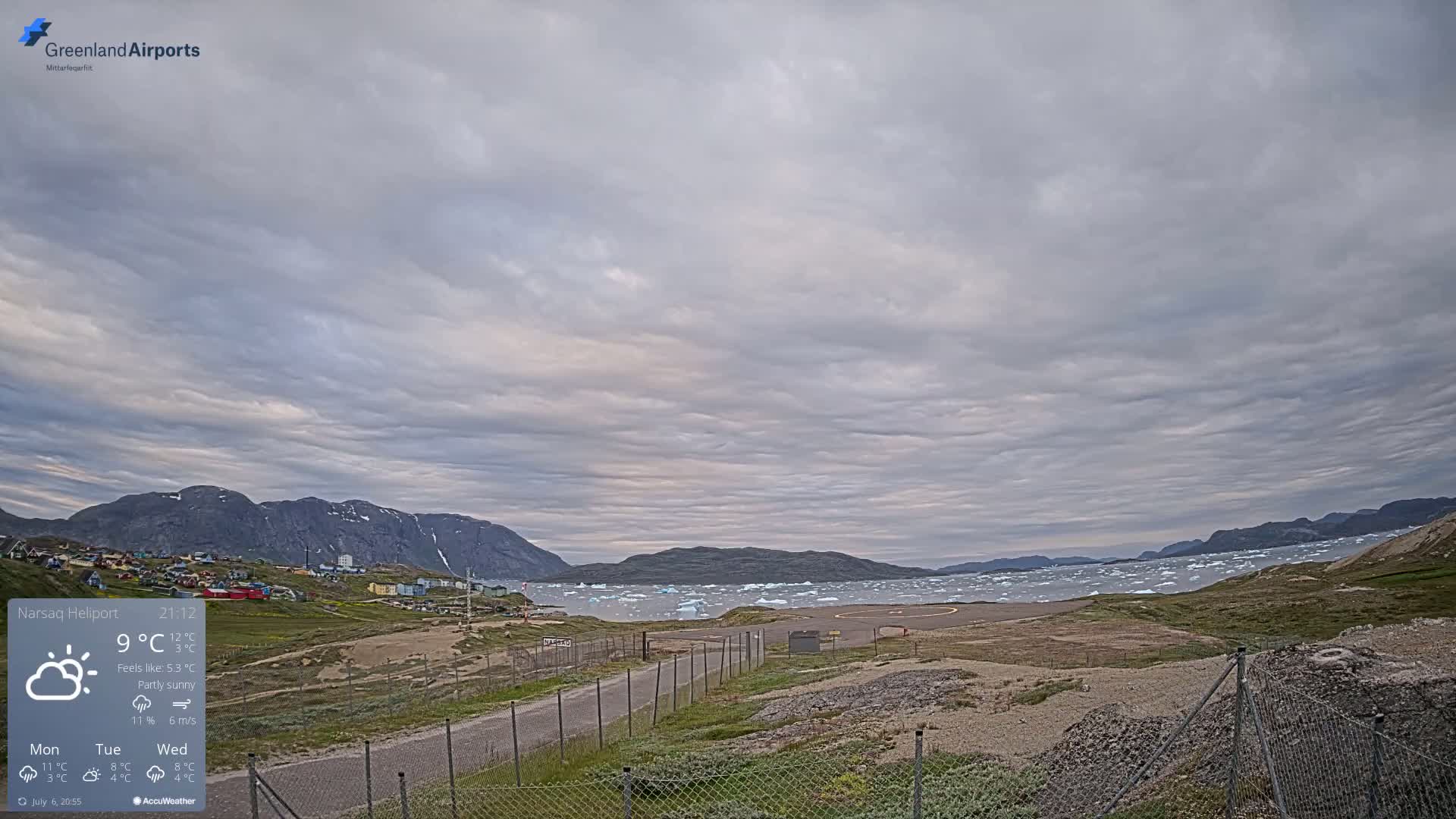 Narsaq Village & Heliport Live Cam - Narsaq, Kujalleq, Greenland, Denmark
