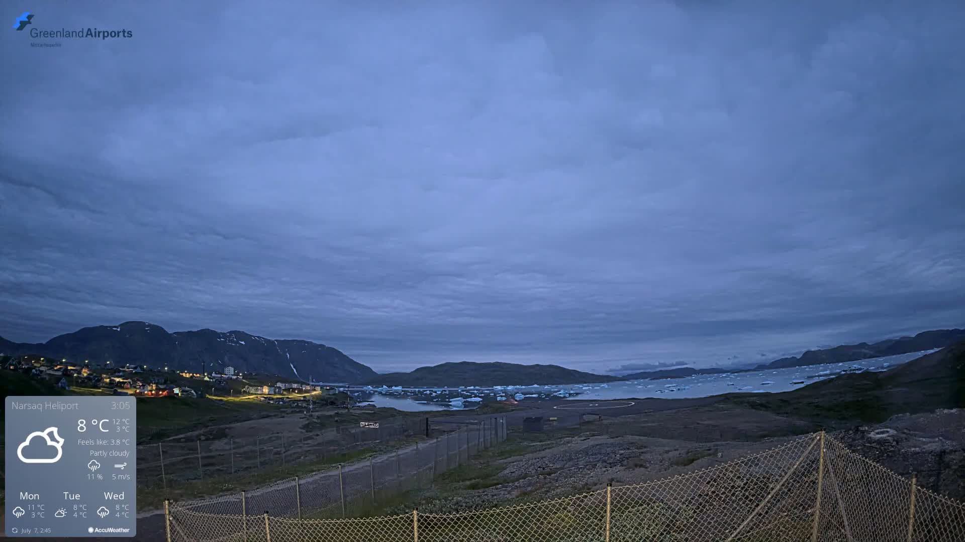 Narsaq Village & Heliport Live Cam - Narsaq, Kujalleq, Greenland, Denmark