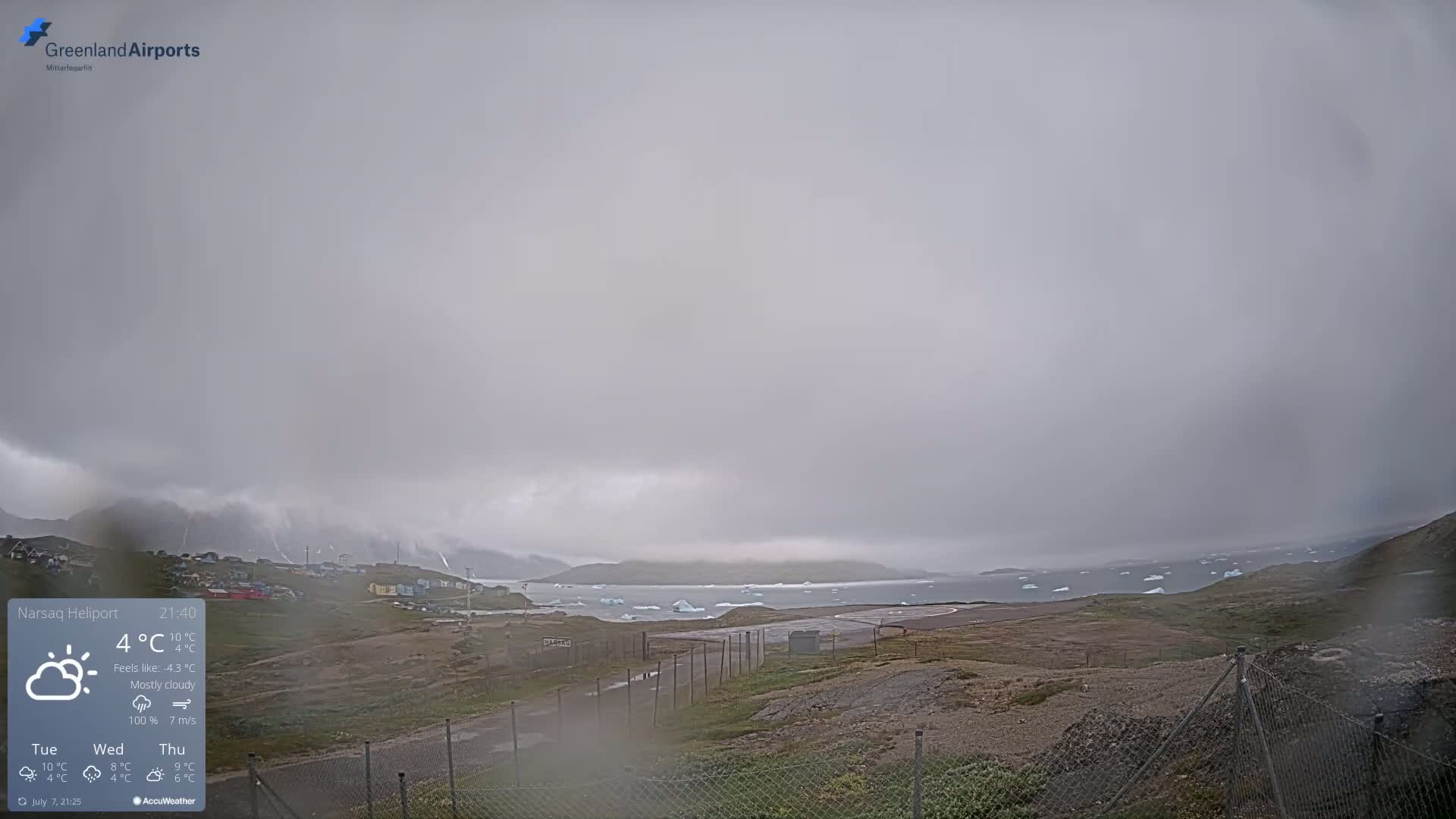Narsaq Village & Heliport Live Cam - Narsaq, Kujalleq, Greenland, Denmark
