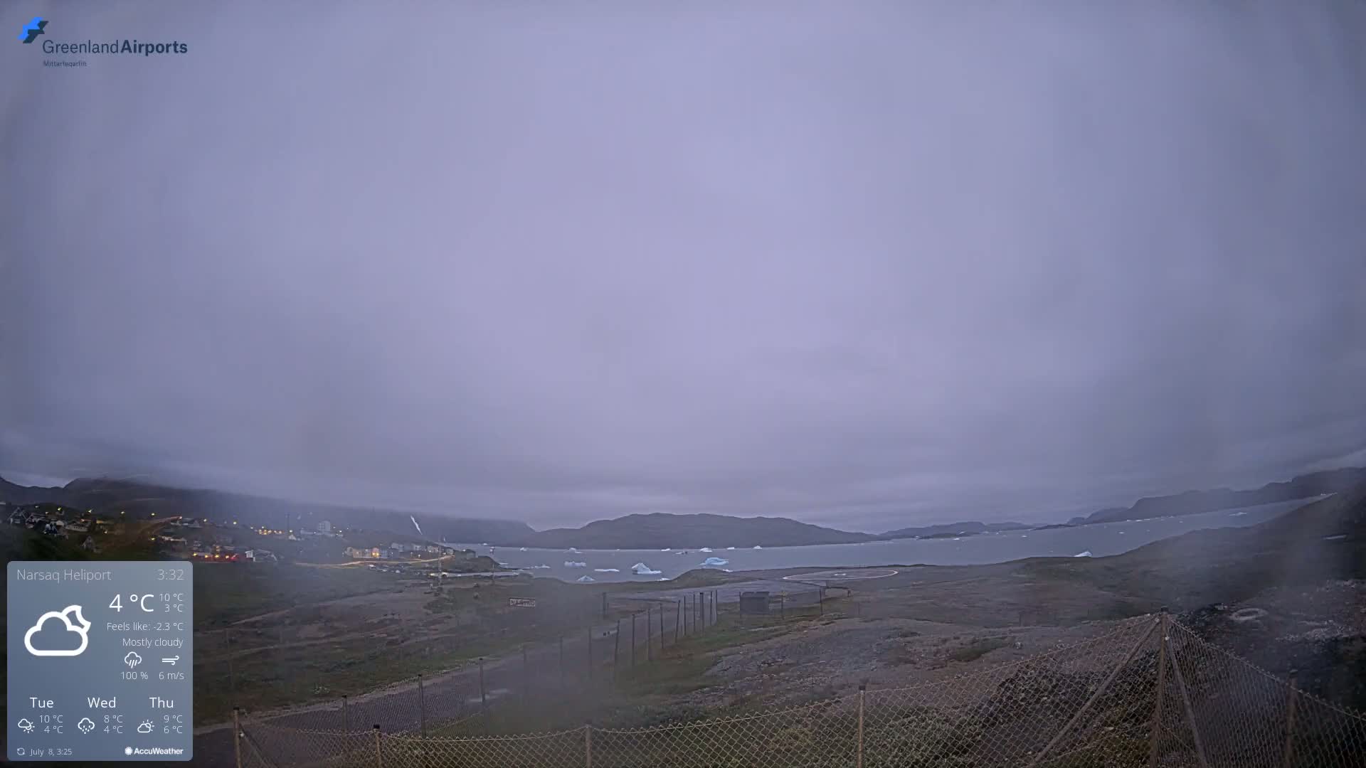 Narsaq Village & Heliport Live Cam - Narsaq, Kujalleq, Greenland, Denmark