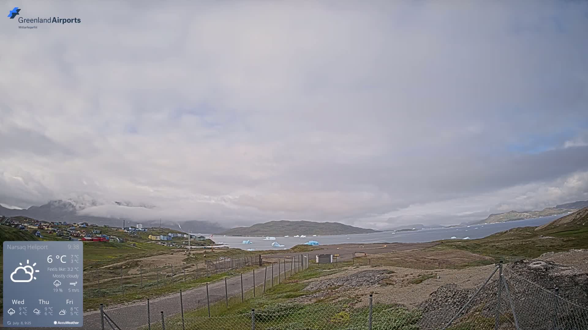 Narsaq Village & Heliport Live Cam - Narsaq, Kujalleq, Greenland, Denmark