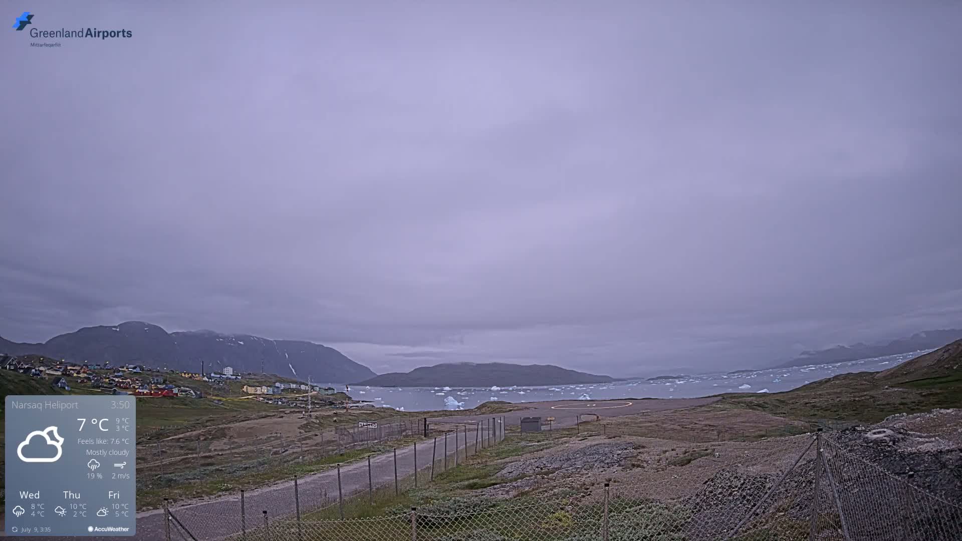 Narsaq Village & Heliport Live Cam - Narsaq, Kujalleq, Greenland, Denmark
