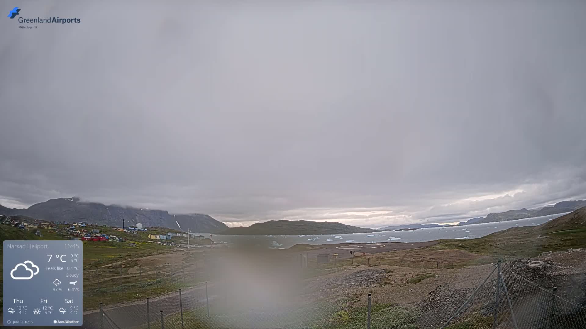 Narsaq Village & Heliport Live Cam - Narsaq, Kujalleq, Greenland, Denmark